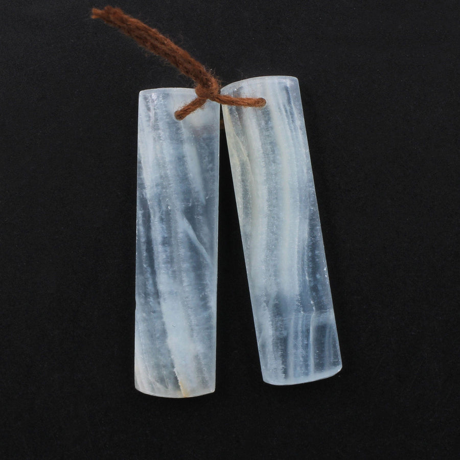Rare Natural Blue Calcite Rectangle Earring Pairs Cabochon Cab Drilled Matched Gemstone Earrings Bead Pairs