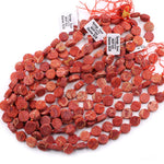 AAA Genuine Natural Red Sponge Coral Coin Beads 10mm 12mm 14mm 15.5" Strand