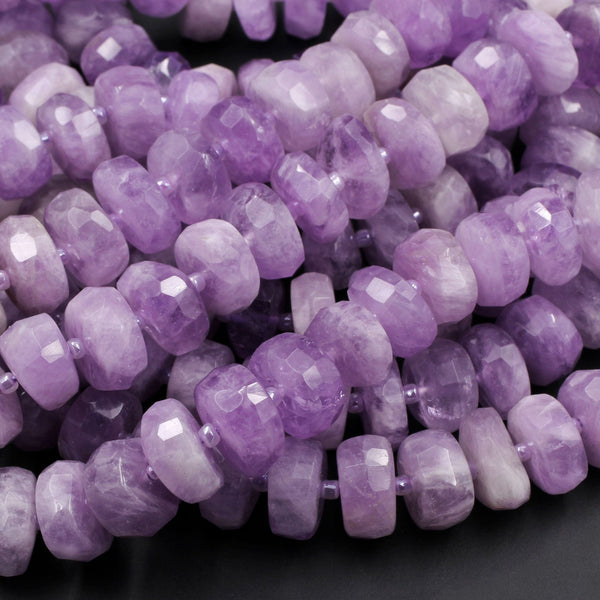 AAA Grade Large Natural Amethyst Faceted Rondelle Wheel Beads Vibrant Violet Purple Amethyst Gemstone Beads 15/5" Strand