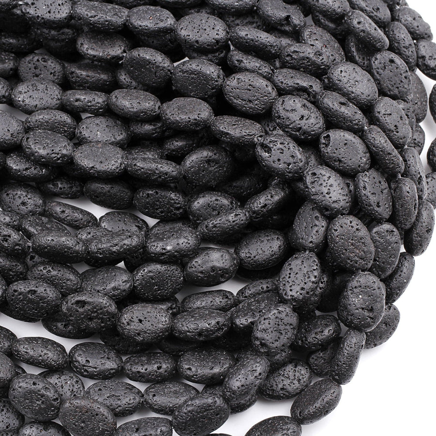Natural Lava Oval Beads 14mm 18mm 14x10mm 18x13mm High Quality A Grade Earthy Organic Lava Rock Stone  16" Strand