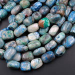 Natural Chrysocolla Azurite Ajoite Beads Freeform Nuggets From Congo 16" Strand