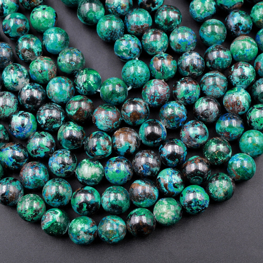 Genuine SHATTUCKITE 8mm Round Beads AAA Grade Rare Natural Azurite Chrysocolla Malachite Gemstone From Arizona 16" Strand