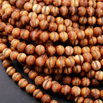 Tibetan Agate 6mm 8mm 10mm Round Beads Dzi Agate Brown Etched Line Matte Mala Antique Boho Beads 16" Strand