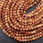 Tibetan Agate 6mm 8mm 10mm Round Beads Dzi Agate Brown Etched Line Matte Mala Antique Boho Beads 16" Strand