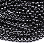 AAA Grade Faceted Black Onyx Beads 2mm 4mm 6mm 8mm 10mm 12mm Round Beads15.5" Strand