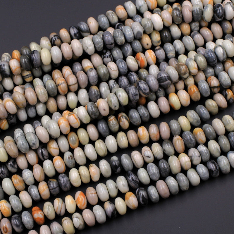 Natural Picasso Jasper Plain Smooth 6mm 8mm Rondelle Beads 16" Strand