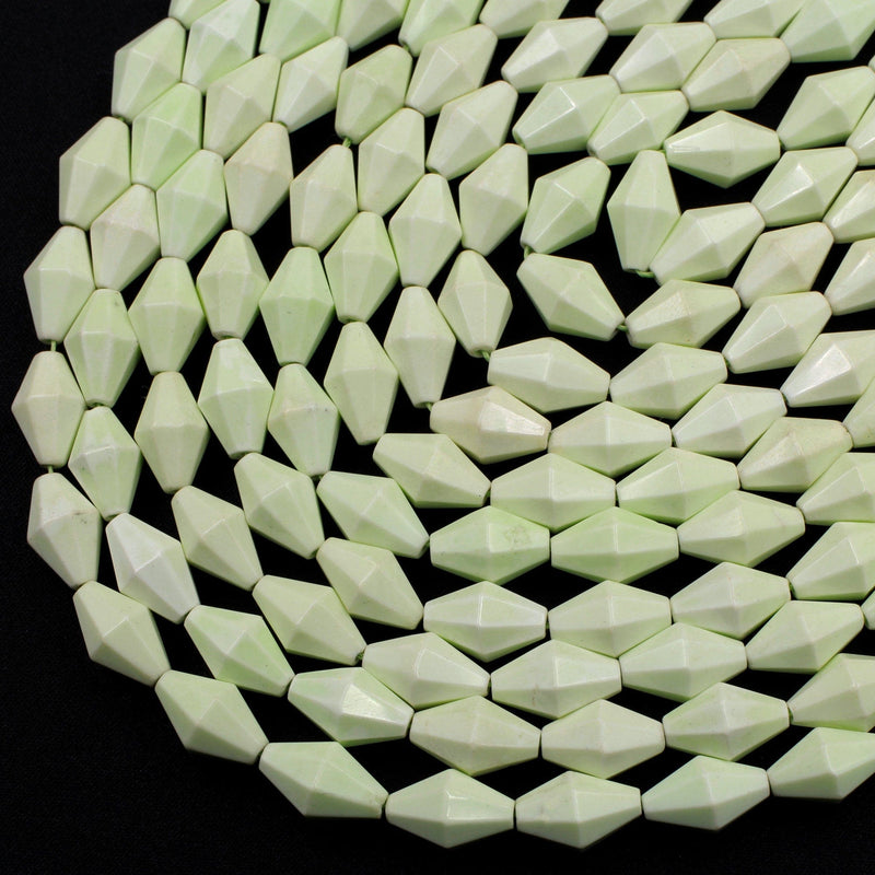 Natural Lemon Chrysoprase Faceted Bicone Barrel Drum Beads High Quality Natural Lemon Yellow Green Gemstone 16" Beads 16" Strand
