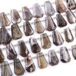 Natural Gray Moonstone Faceted Trapezoid Rectangle Cushion Beads Side Drilled Tapered Teardrop Shape Cut Good for Focal Pendant 16" Strand