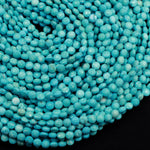 Turquoise Howlite Micro Faceted 6mm Coin Flat Disc Dazzling Facets Small Stunning Sleeping Beauty Blue Color Gemstone Diamond Cut 16" Strand
