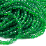 Micro Faceted Emerald Green Agate 6mm Coin Beads Flat Disc Gemstone 16" Strand