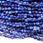 Natural Blue Lapis Faceted 4mm 6mm Coin Beads Flat Disc Gemstone Diamond Cut 16" Strand