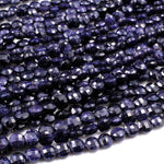 Sparkling Blue Goldstone Faceted 6mm Coin Beads Flat Disc Gemstone Diamond Cut 16" Strand