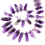 Natural Shape Amethyst Beads Side Drilled Freeform Spear Point Rough Raw Organic Purple Amethyst Crystal Gemstone Pendant 16" Strand