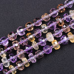 Natural Ametrine Faceted 10mm Off Round Rondelle Beads Genuine Real Ametrine Gemstone Purple Amethyst Golden Citrine 16" Strand
