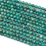 Rare! Banded Russian Amazonite 6mm 8mm 10mm Round Beads W Golden Copper Matrix 15.5" Strand