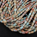 Genuine Natural Snake Skin Jasper Beads Drum Barrel 12x8mm Earthy Blue Rusty Red Brown Tan Stone Aka African Blue Opal 16" Strand