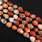 Rare Natural Mexican Fire Opal Beads Faceted Freeform Nuggets Fiery Red Orange Opal Beads 16" Strand