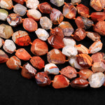 Rare Natural Mexican Fire Opal Beads Faceted Freeform Nuggets Fiery Red Orange Opal Beads 16" Strand