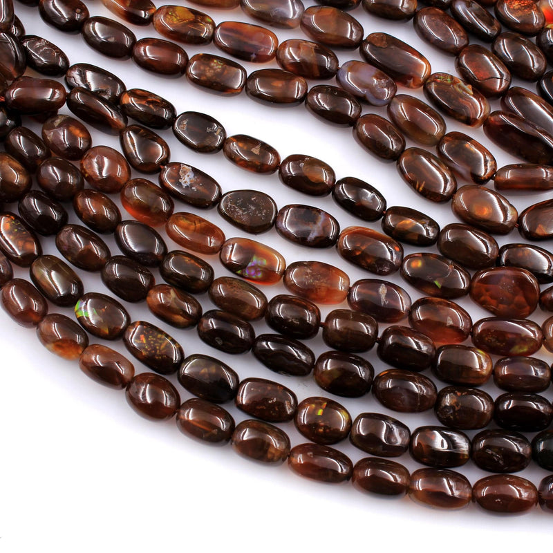 Rare Mexican Fire Agate Beads Rounded Oval Cylinder Tube Shaped Nuggets Magnificent Real Genuine Fire Agate Gemstone 16" Strand