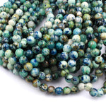 Rare Natural Chrysocolla Azurite 4mm 6mm 8mm 10mm Round Beads Blue Azurite Green Chrysocolla Gemstone 16" Strand
