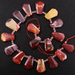 Natural Australian Mookaite Jasper Faceted Trapezoid Rectangle Cushion Beads Unique Tapered Teardrop Shape Cut Good for Focal Pendant 16" Strand
