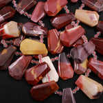 Natural Australian Mookaite Jasper Faceted Trapezoid Rectangle Cushion Beads Unique Tapered Teardrop Shape Cut Good for Focal Pendant 16" Strand