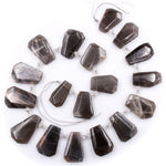 Natural Smoky Gray Moonstone Faceted Trapezoid Rectangle Cushion Beads Unique Tapered Teardrop Shape Cut Good for Focal Pendant 16" Strand