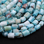Natural Larimar Tube Beads Rectangle Blue Larimar Nuggets Highly Polished Top Quality  Real Genuine Larimar 15.5" Strand