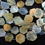 Graduated Natural Raw Aquamarine Hexagon Slice Beads Nuggets Fancy Star Cut Nuggets Organic Beads 16" Strand