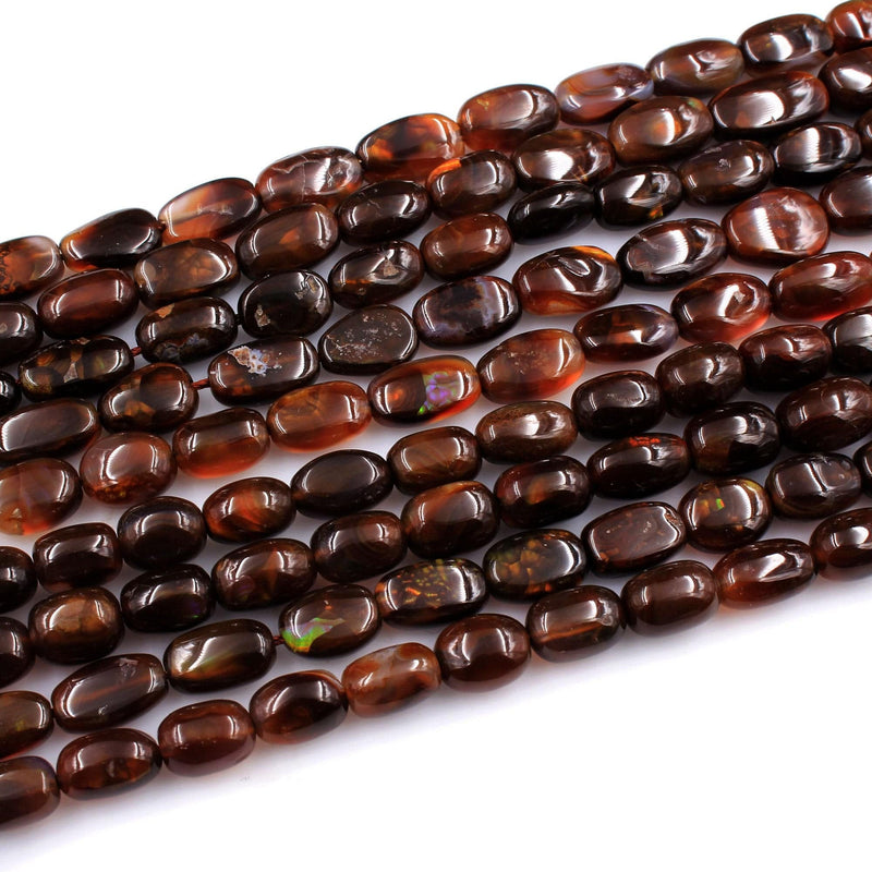 Rare Mexican Fire Agate Beads Rounded Oval Cylinder Tube Shaped Nuggets Magnificent Real Genuine Fire Agate Gemstone 16" Strand