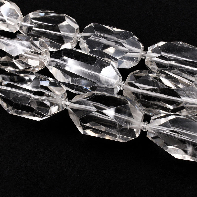 Magnificent Huge Natural Rock Crystal Quartz Freeform Faceted Large Focal Bead Nugget Pendant Super Clear Sparkling Gemstone 16" Strand