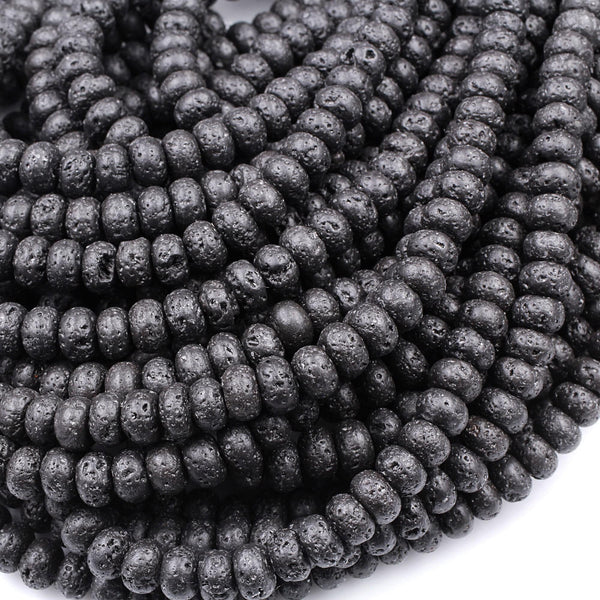  Mandala Crafts Volcanic Lava Beads for Jewelry Making Bulk Kit  - 4mm 6mm 8mm 10mm Natural Lava Stone Beads - 300 PCs Mixed Black Lava Rock  Beads for Essential Oils Diffuser