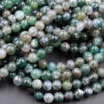 Natural Green Moss Agate 8mm Round Beads Green Gemstone High Polish Spheres 16" Strand