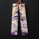 Drilled Natural Petrified Purple Fluorite Earring Pair Long Rectangle Cabochon Cab Pair Matched Earrings Beads Stone
