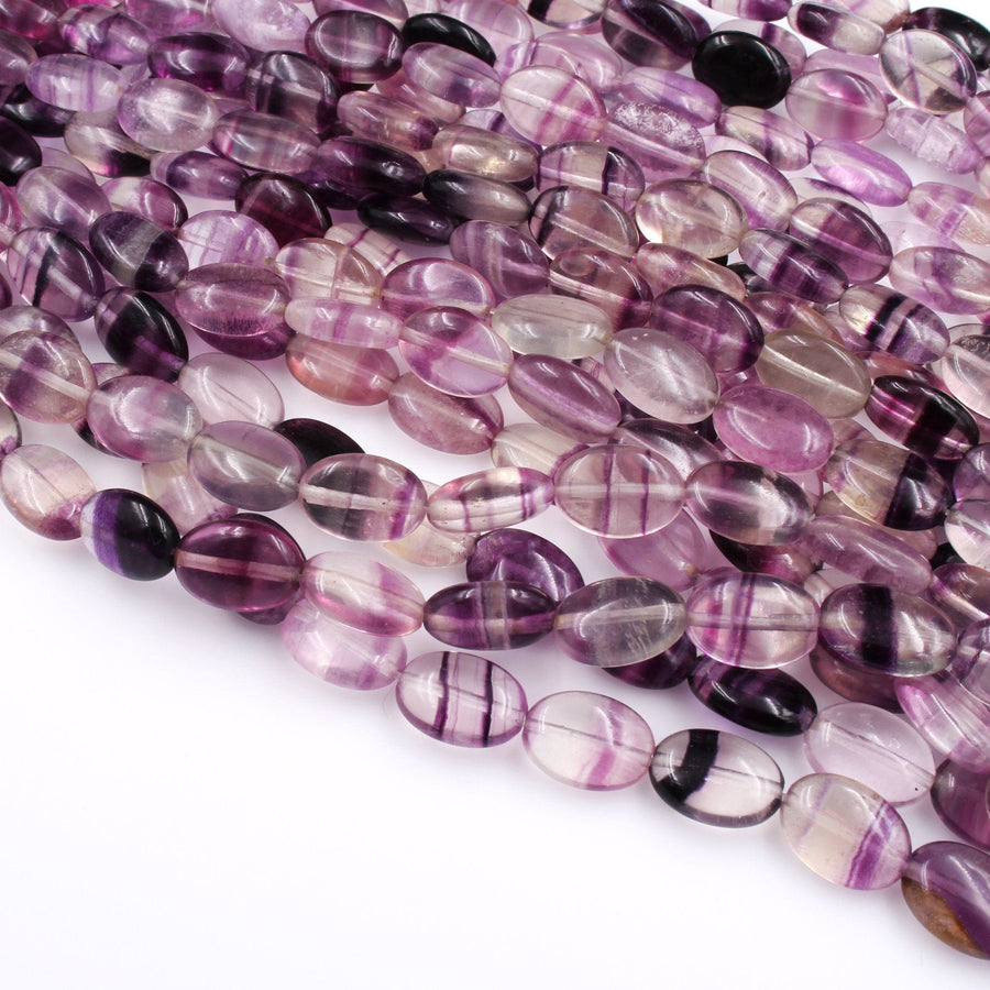 Natural Purple Fluorite Oval Beads 14x10mm Full 16" Strand