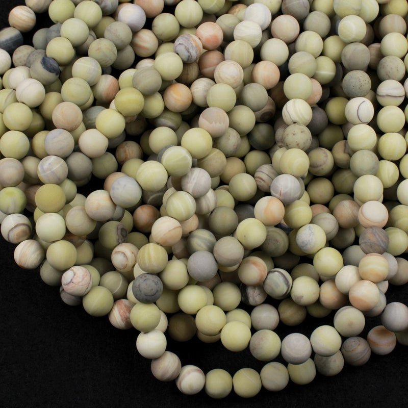 Matte Natural Flower Turquoise 6mm 8mm 10mm Round Beads Natural Chartreuse Green Yellow Round Beads 15.5" Strand