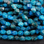 Large Natural Apatite Beads Chunky Faceted Rectangle Nugget 12mm Teal Blue Gemstone Designer Beads Unique Gem Cut 15.5" Strand