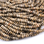 Natural Fossil Coral Rondelle 8mm Beads Earthy Brown Tan Beige Gray Beads 16" Strand