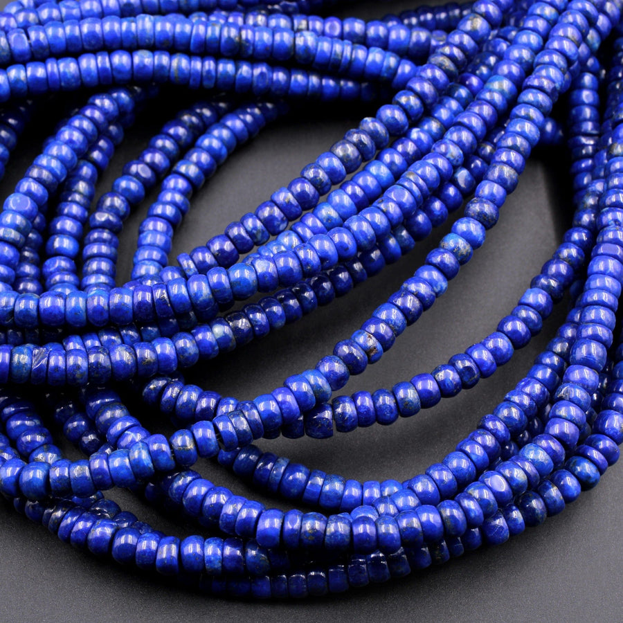 Natural Lapis Heishi Beads 7mm Rondelle Superior AAA Quality Stunning Genuine Blue Lapis Gemstone 15.5" Strand