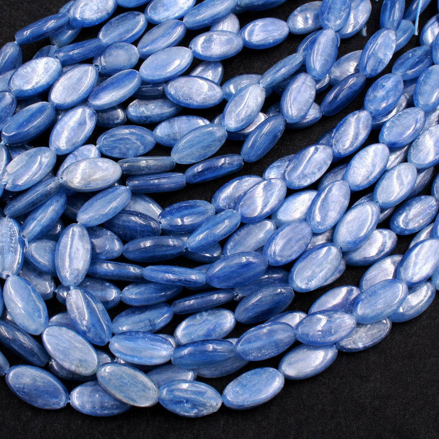 AAA Real Genuine Natural Blue Kyanite Long Oval Beads 12x8mm Gemstone 15.5" Strand