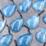 Large Natural Aquamarine Teardrop Pendant Drilled Real Genuine Blue Aquamarine Gemstone Focal Bead