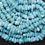 AAA Faceted Natural Blue Larimar Nuggets Chunky Center Dilled Freeform Disc Beads Real Larimar Stone 16" Strand