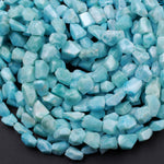 AAA Natural Blue Larimar Faceted Nugget Beads Hand Cut Freeform Real Genuine Larimar Gemstone 16" Strand