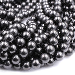 Genuine Natural Shungite 4mm 6mm 8mm 10mm 12mm Round Beads High Quality Black Lustrous Gemstone from Russia 15.5" Strand