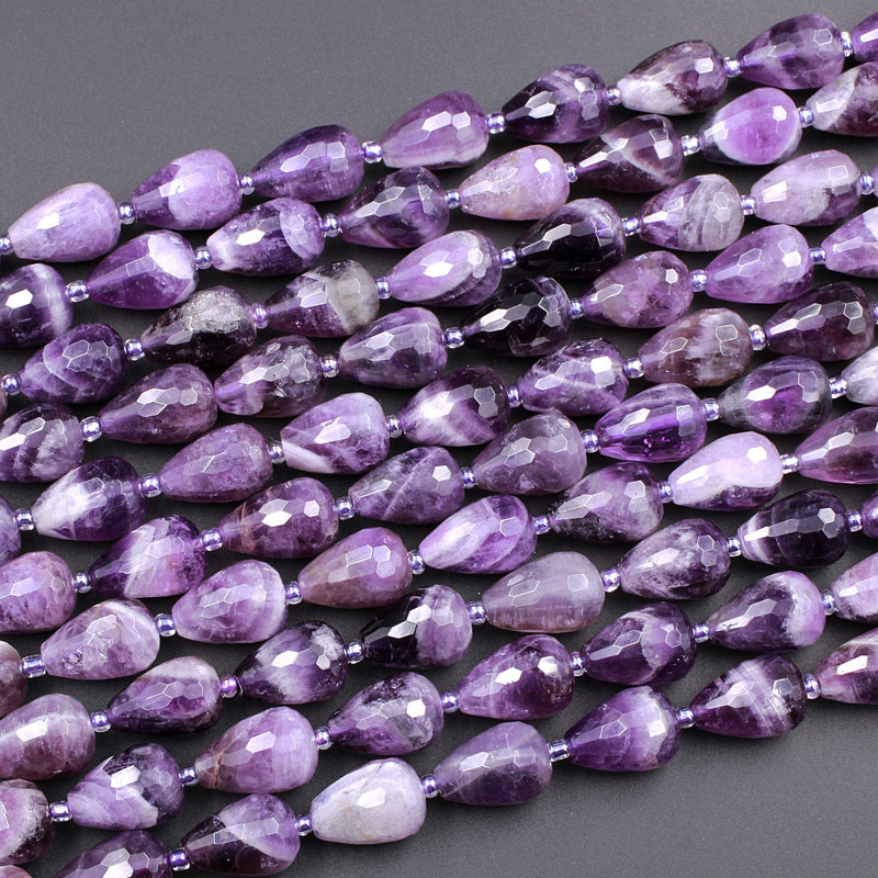 Natural Amethyst Teardrop Beads Vertically Drilled Purple Gemstone Good for Earrings 16" Strand