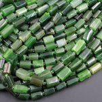 Natural Canadian Green Jade Faceted Barrel Tube Beads Real Genuine Green Jade Gemstone 16" Strand