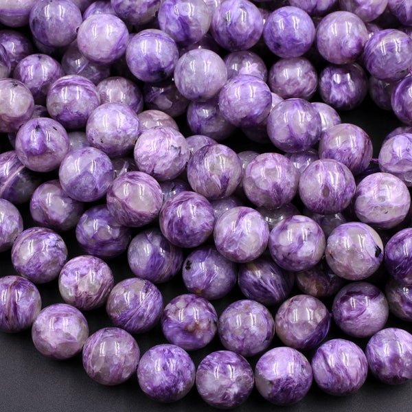 Natural Russian Charoite 6mm 8mm 10mm 12mm 14mm Round Beads Rich Purple Charoite High Quality Gemstone Beads 15.5" Strand