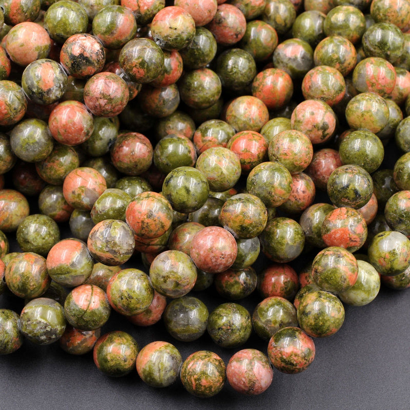 Natural Unakite Beads Round 4mm 6mm 8mm 10mm Watermelon Peach Green Gemstone 15.5" Strand