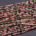 Natural Multicolor Watermelon Pink Green Tourmaline Round Beads 4mm 5mm 6mm