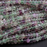 Natural Rainbow Fluorite Faceted Rondelle 6mm Beads Micro Faceted Sofe Purple Green Gemstone 16" Strand